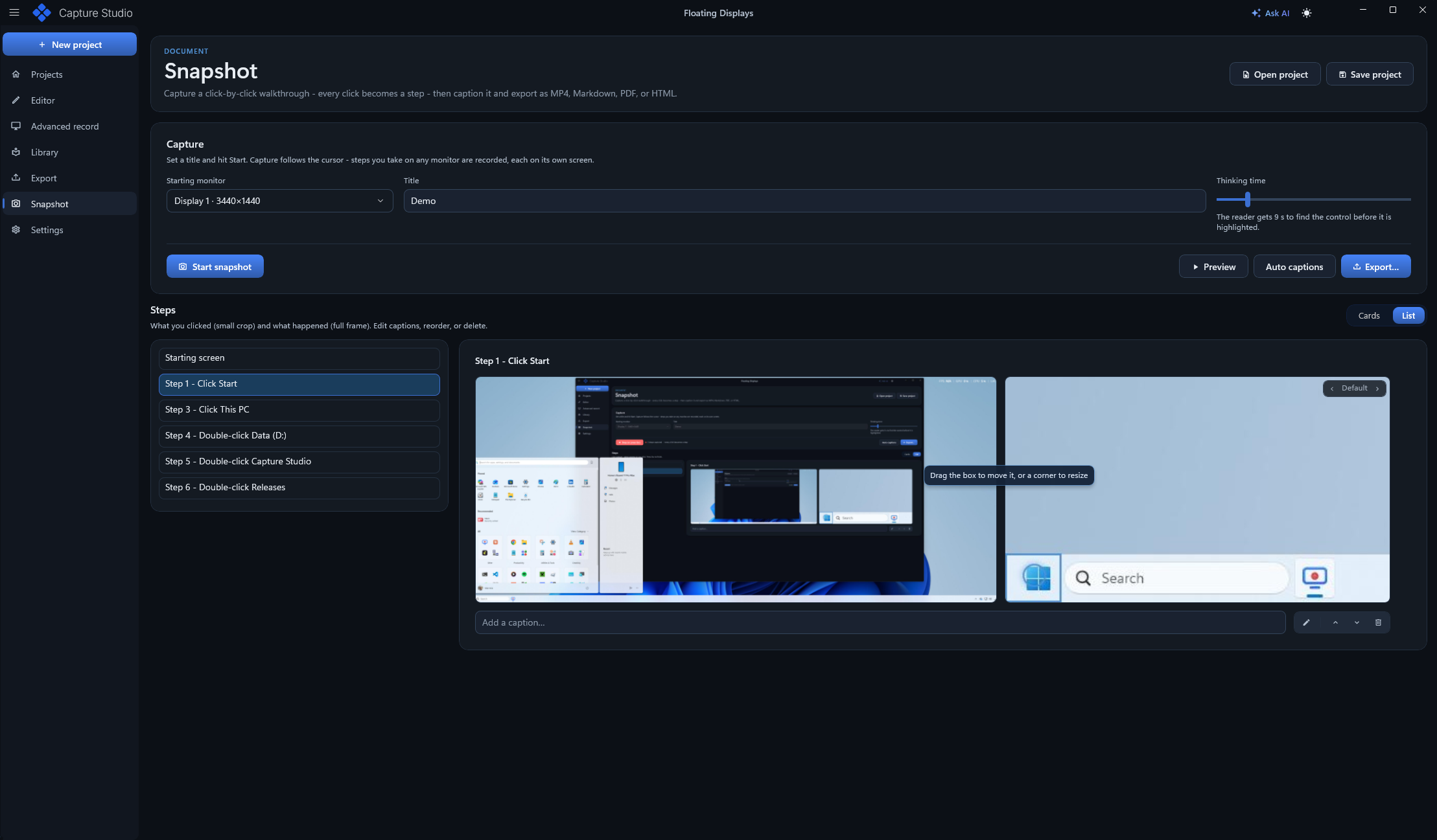 Click-by-Click Documentation Export